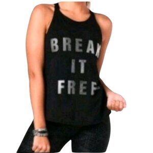 Zumba Womens Racerback Tank Top "Break It Free" Black Glitter Print XS NWT